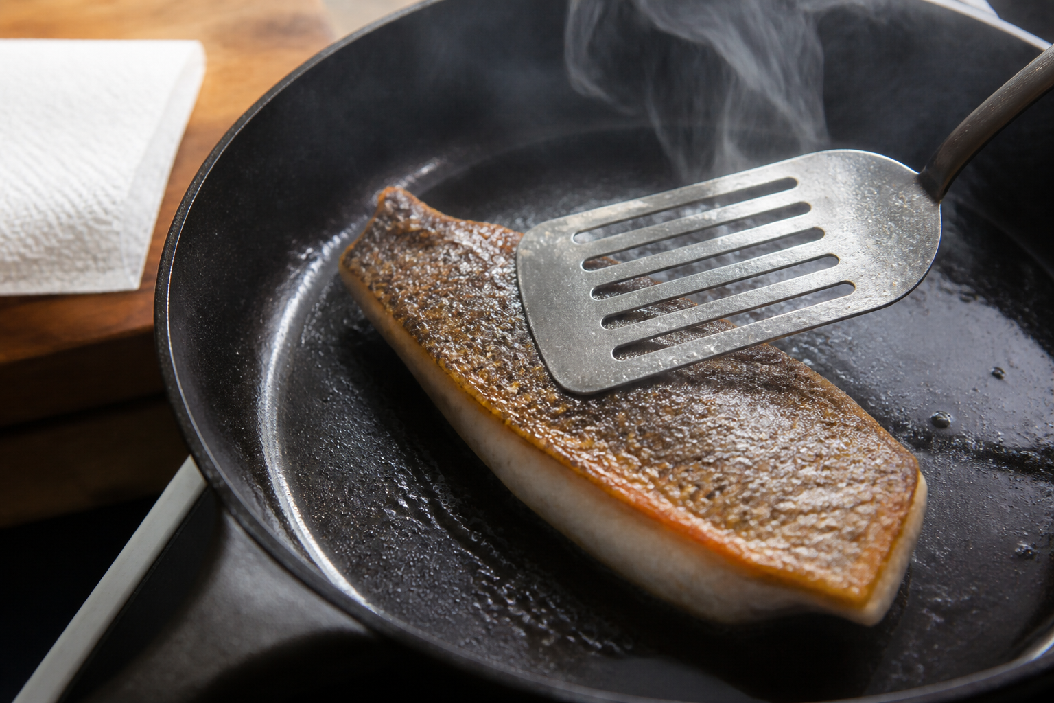 Black bass à la poêle : 8 minutes pour une peau croustillante