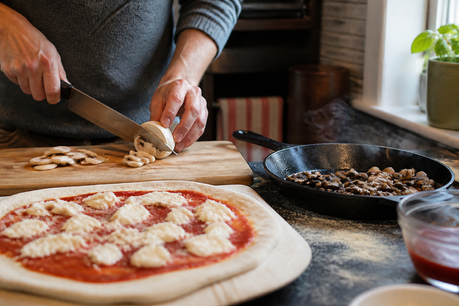Champignons sur pizza : faut-il les précuire ?