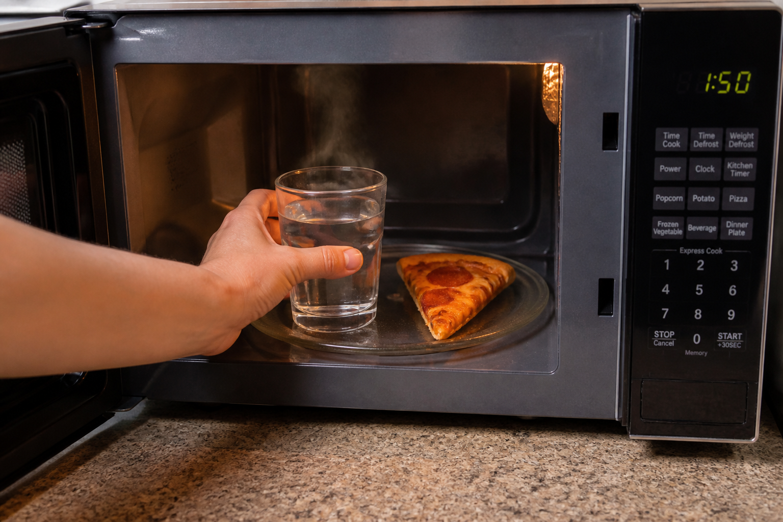 Pizza réchauffée au micro-ondes : le verre d'eau qui change tout