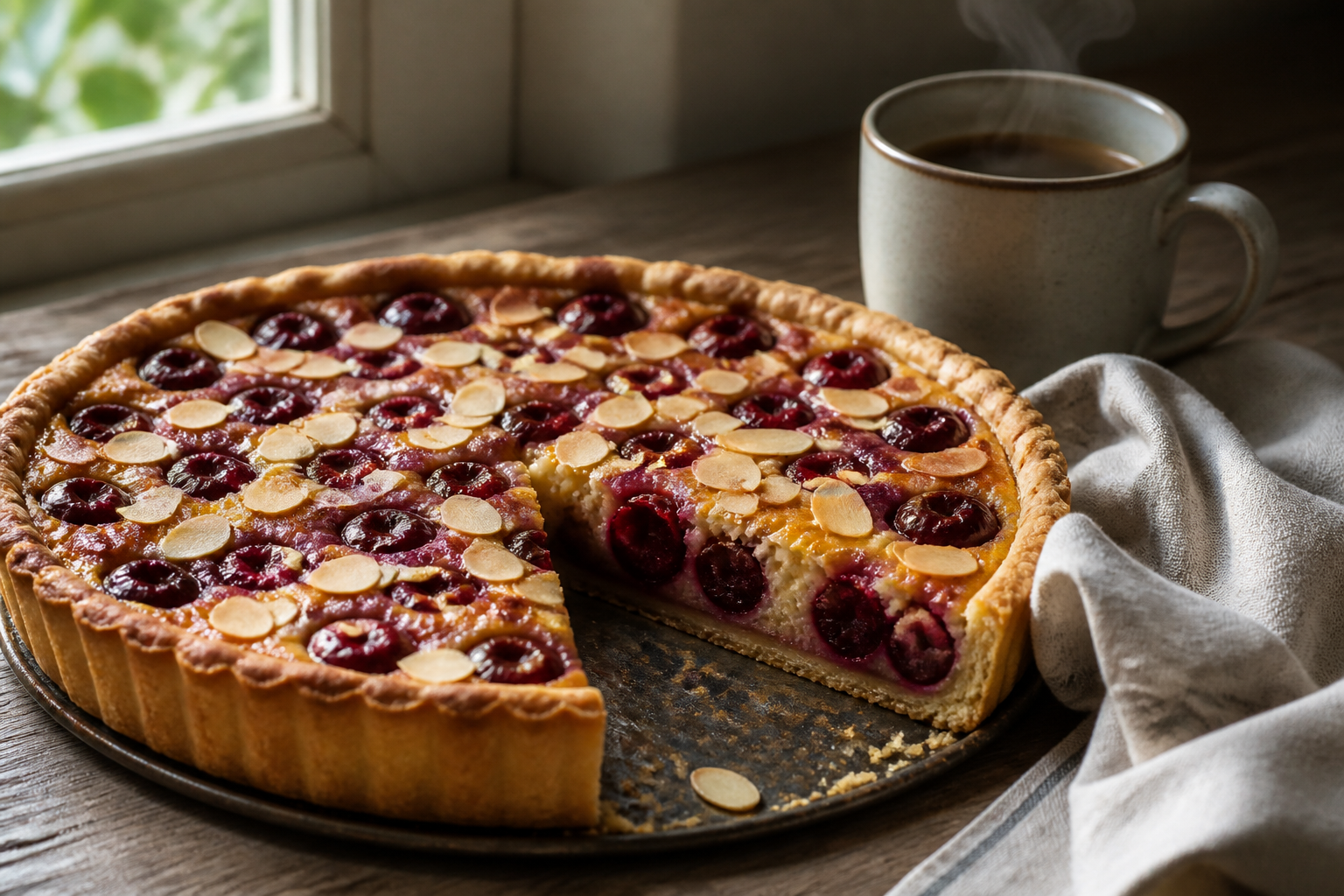 Tarte aux cerises et crème d'amandes : la recette qui fait l'unanimité