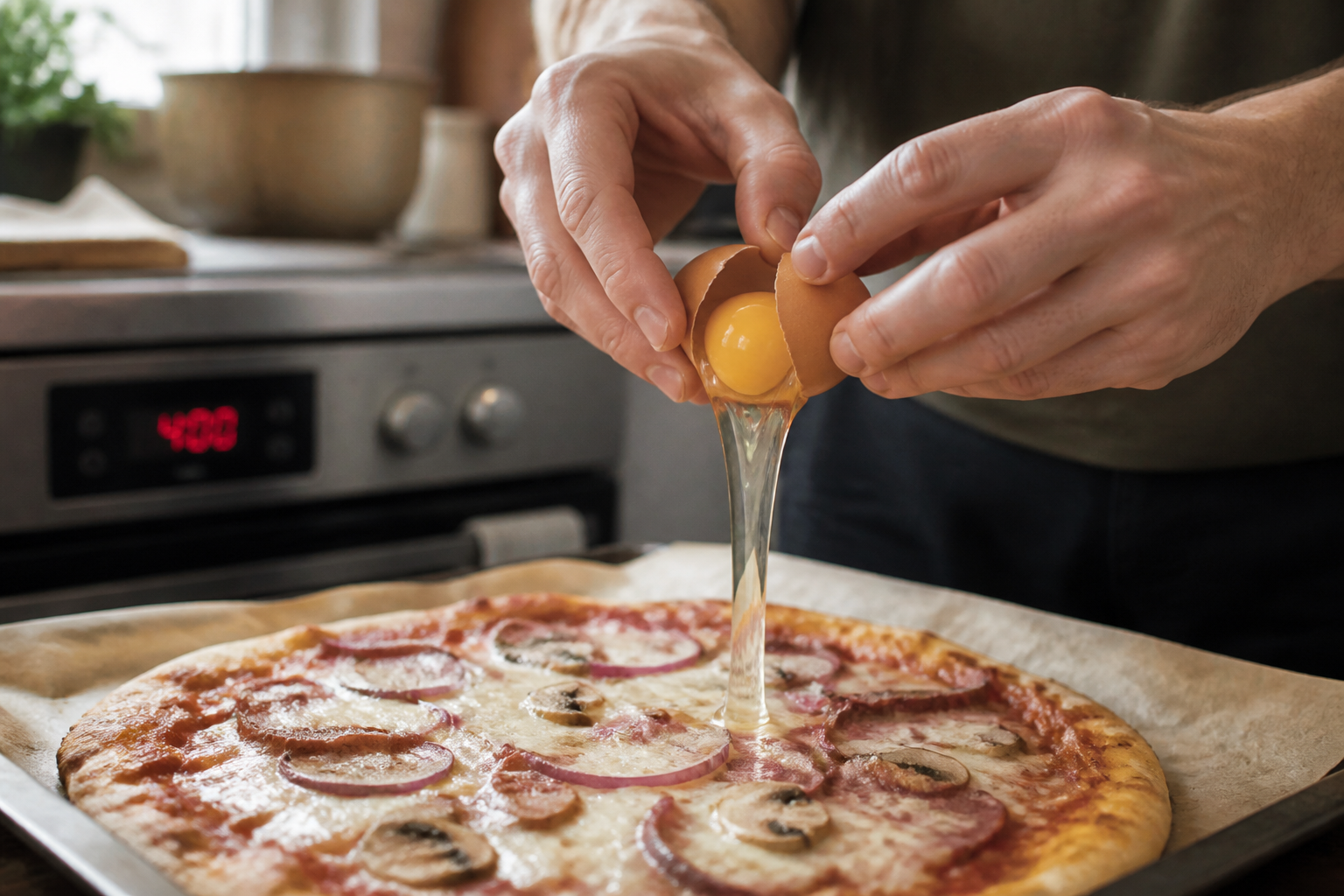 Œuf sur la pizza : à quel moment le mettre ?
