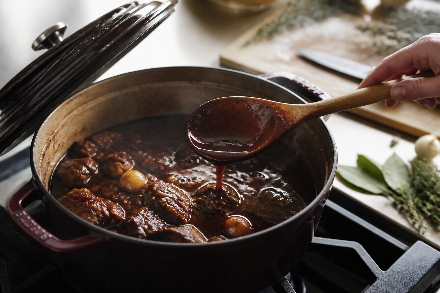 Bœuf bourguignon : les étapes simples pour une sauce bien liée