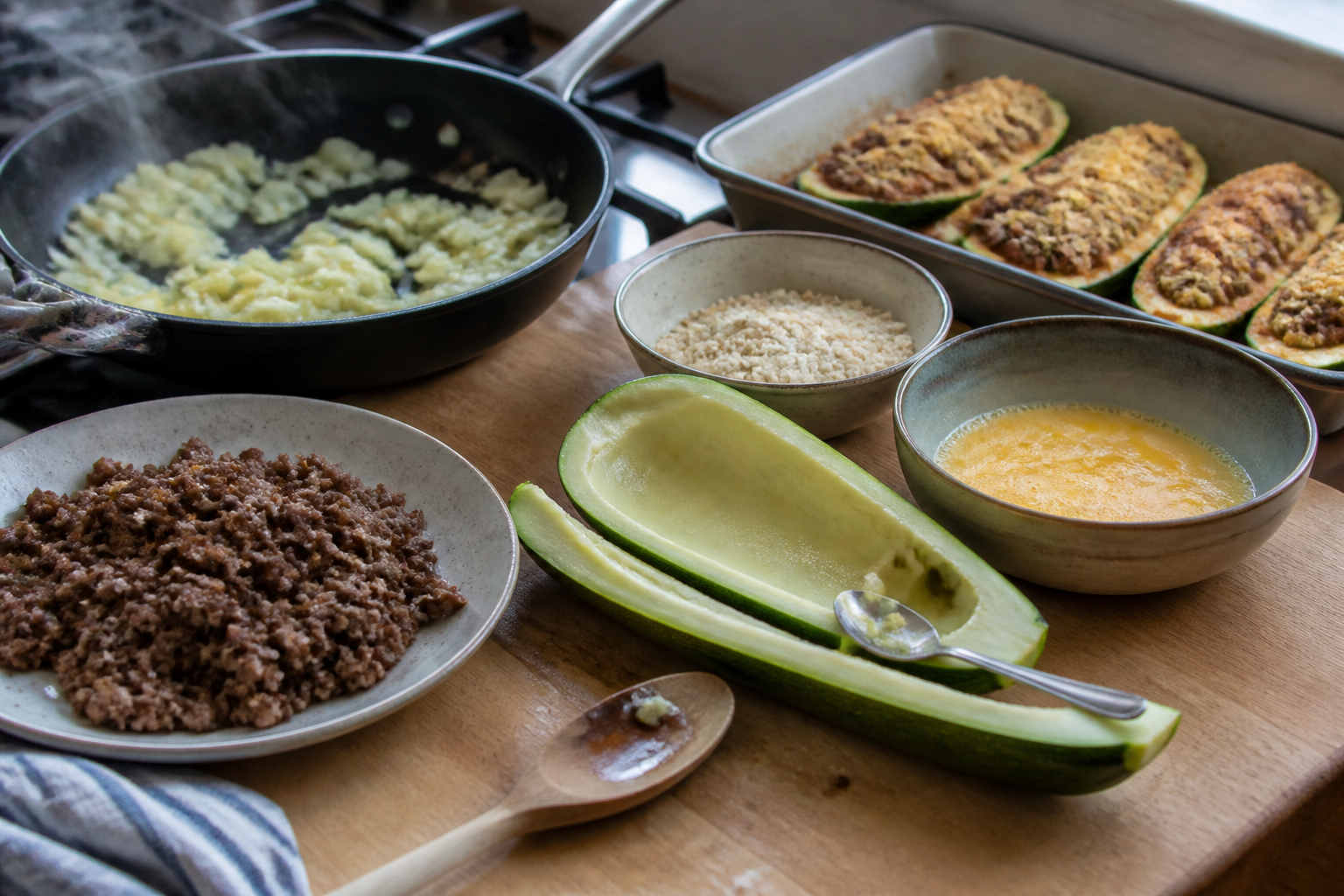 Courgette farcie : la farce simple qui tient bien à la cuisson