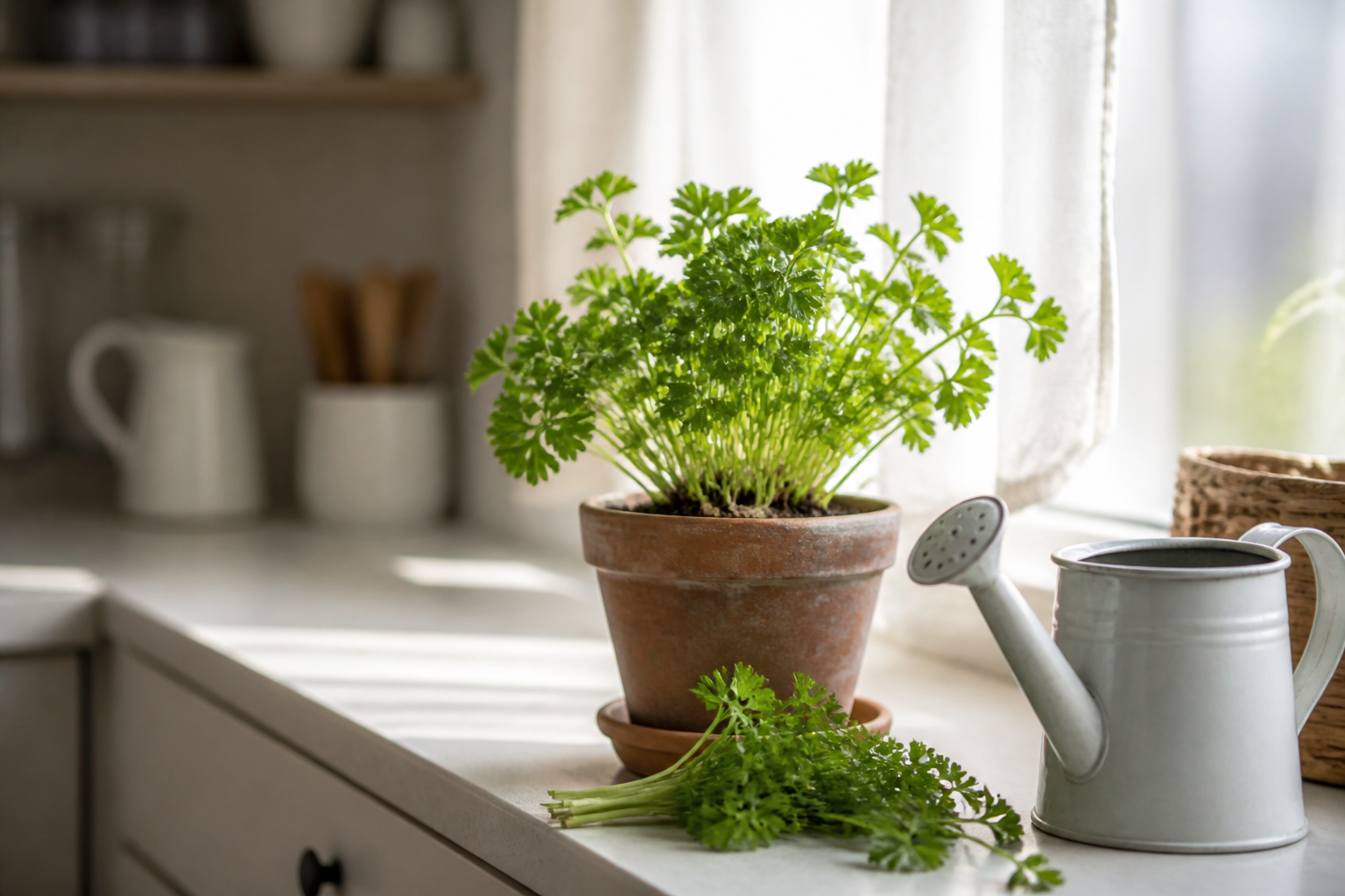 Persil en pot : exposition, arrosage et coupe pour le faire repartir