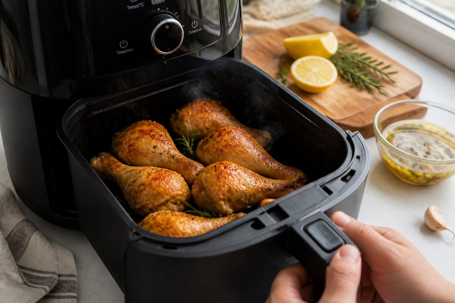 Pilon de poulet air fryer : marinade express et cuisson croustillante