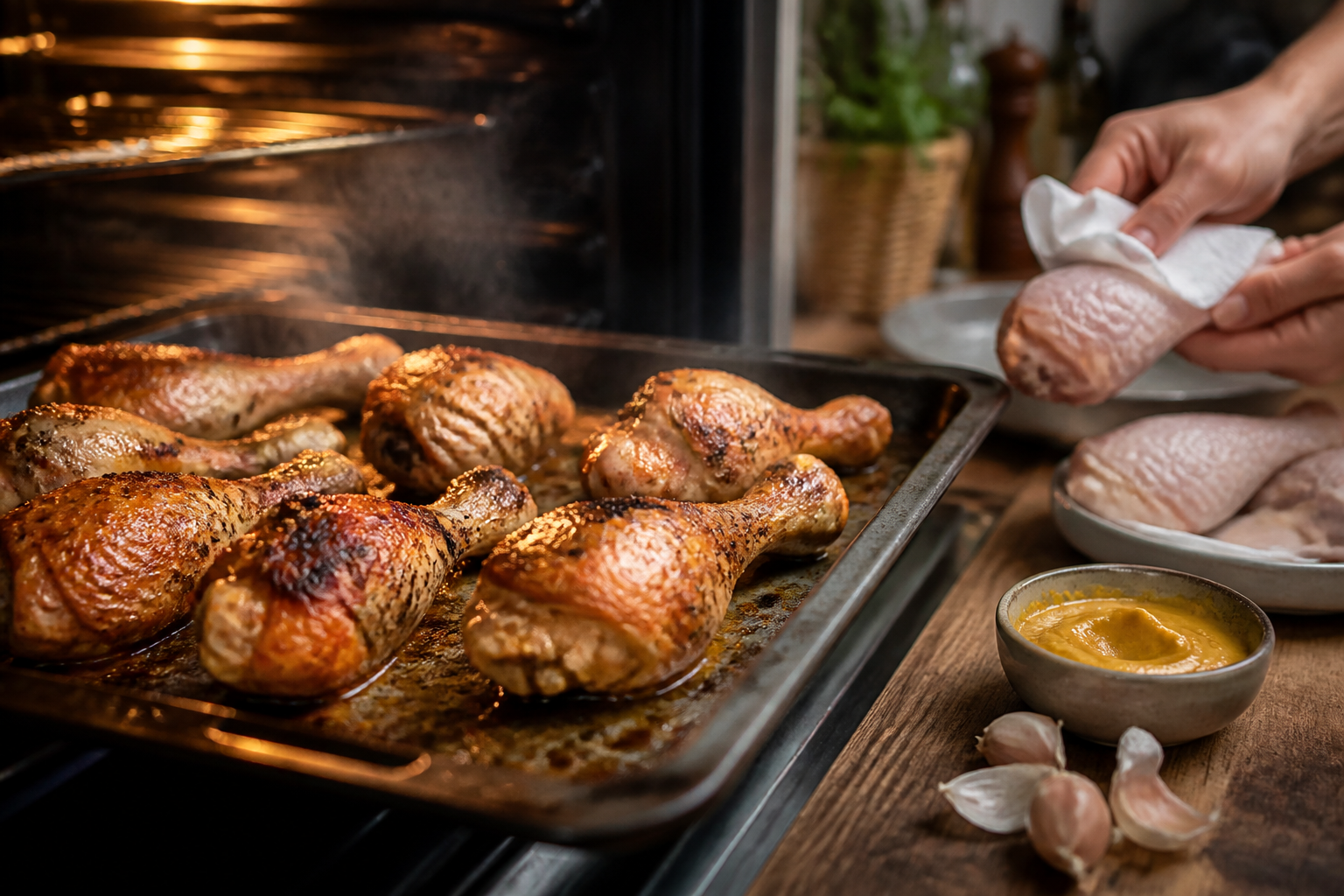 Pilon de poulet au four : marinade facile et cuisson dorée