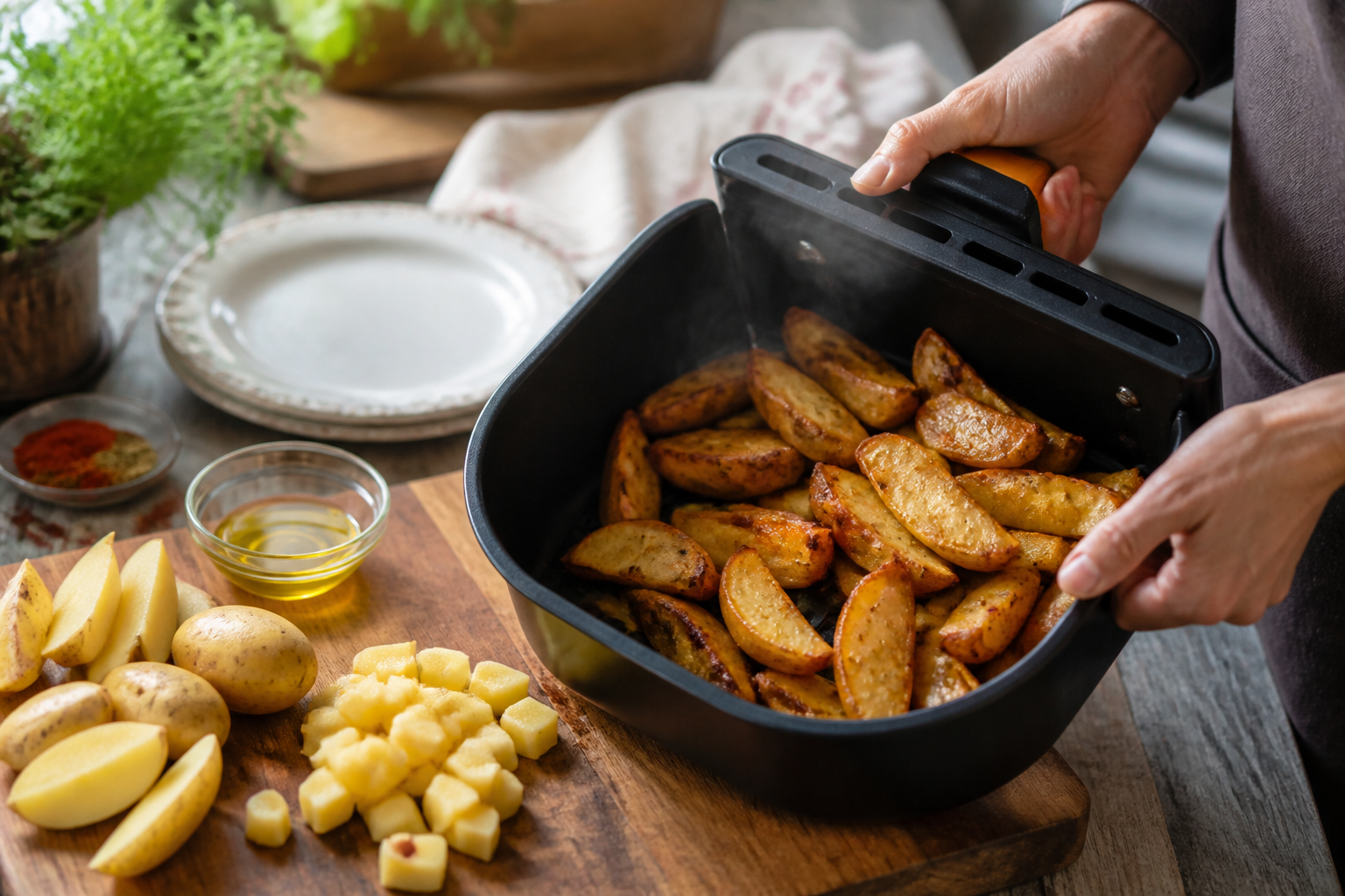 Pomme de terre airfryer : quartiers, grenailles ou cubes, quelle cuisson choisir ?