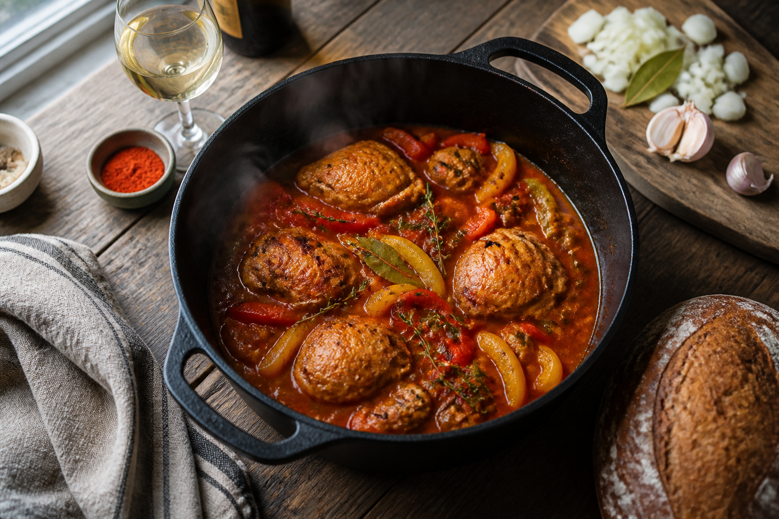 Poulet basquaise : la recette familiale avec une sauce bien mijotée