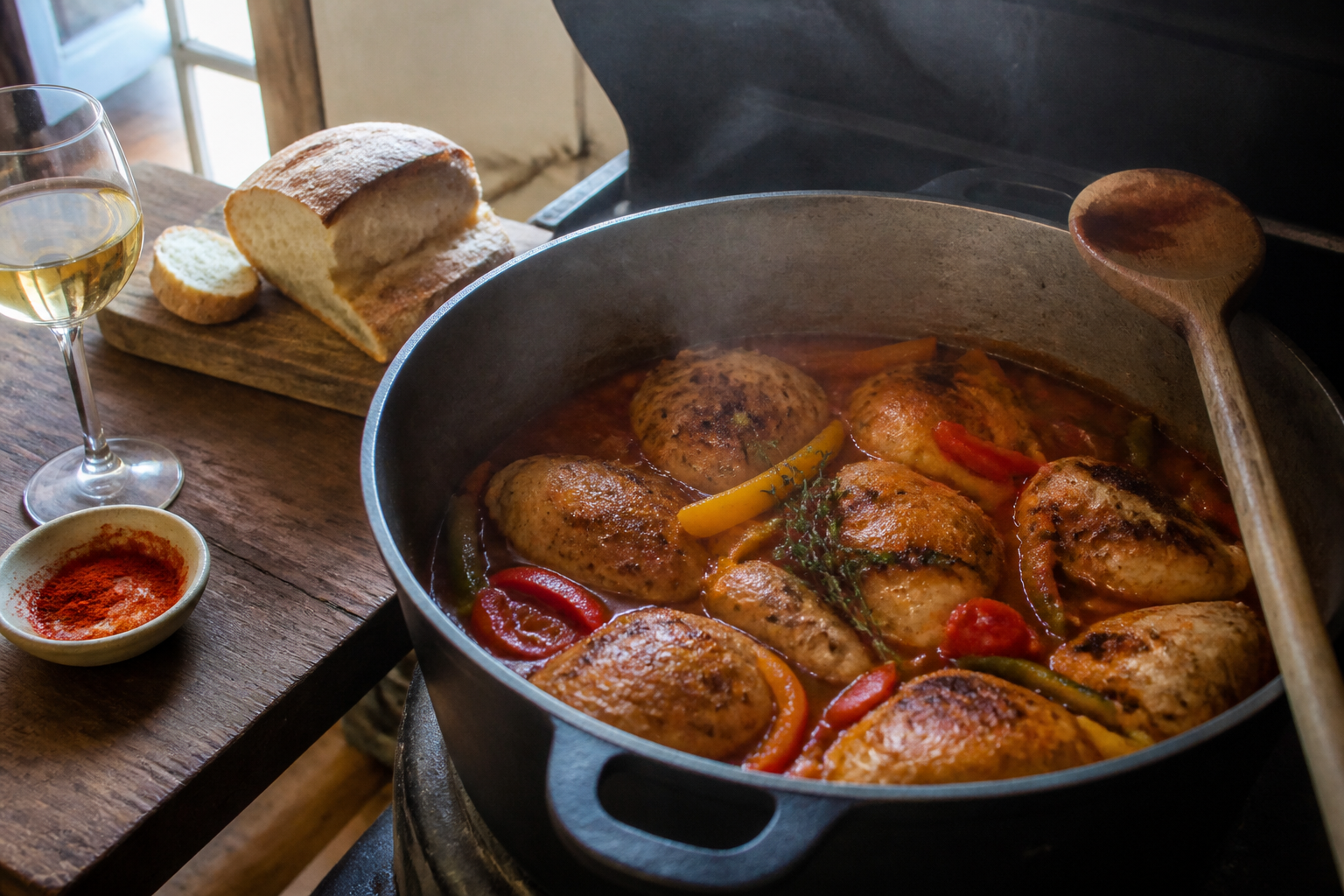 Poulet basquaise : la recette familiale avec une sauce bien mijotée
