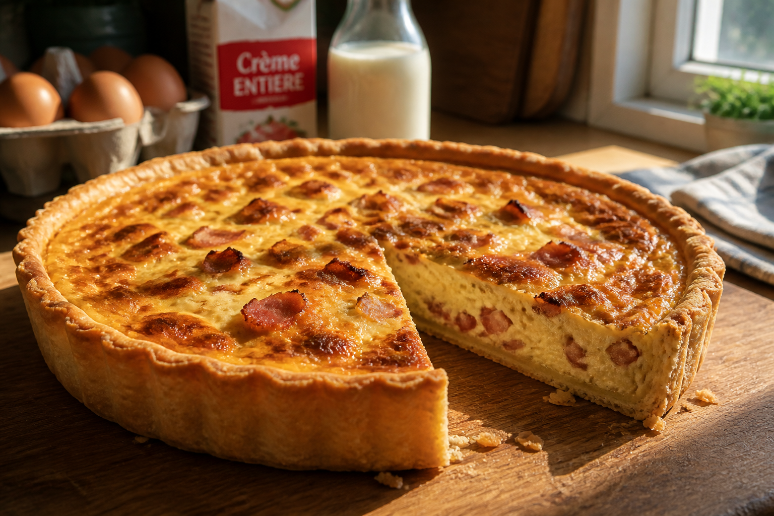 Quiche lorraine facile : l’équilibre parfait entre crème, œufs et lardons
