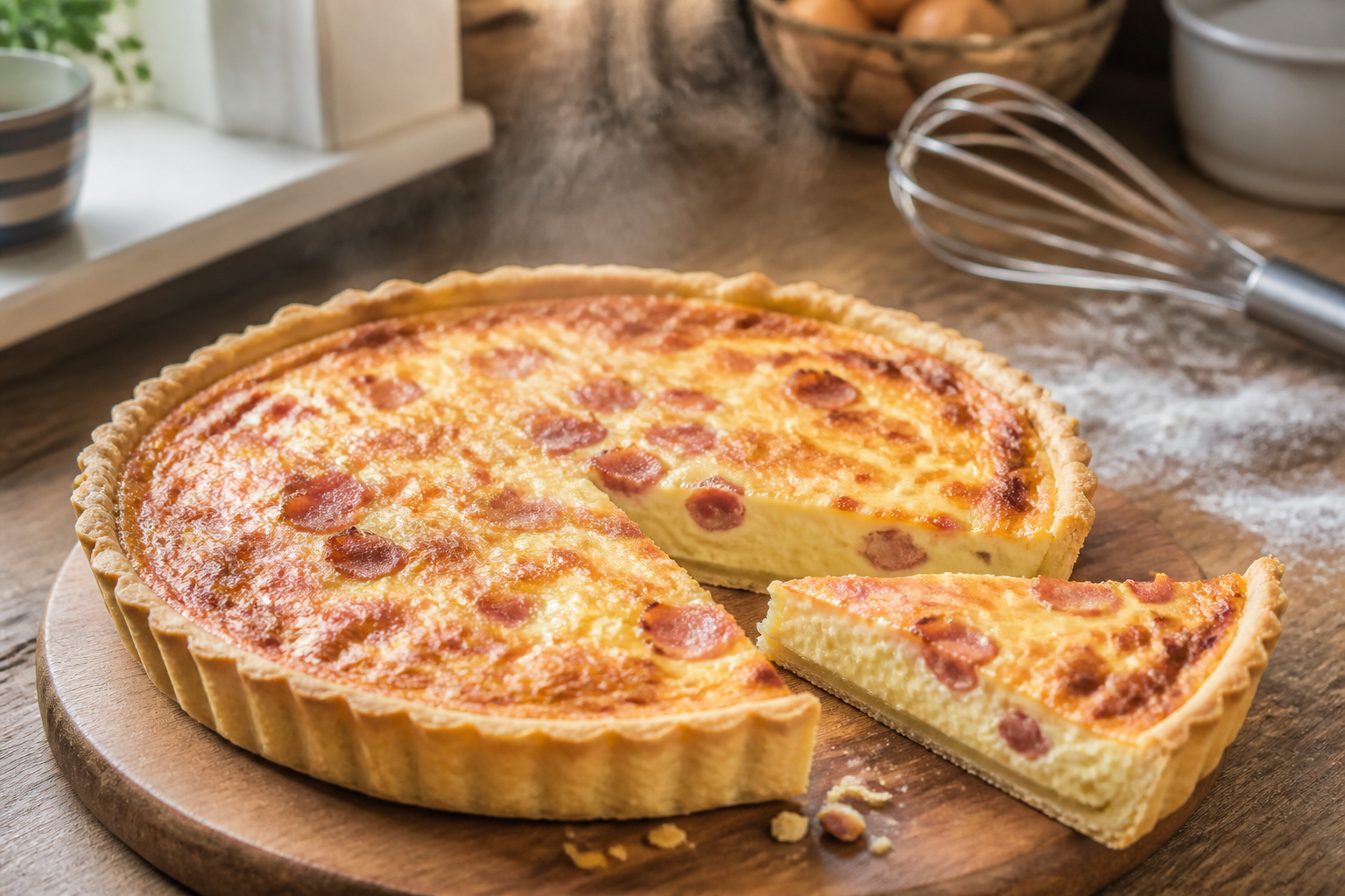 Quiche lorraine facile : l’équilibre parfait entre crème, œufs et lardons